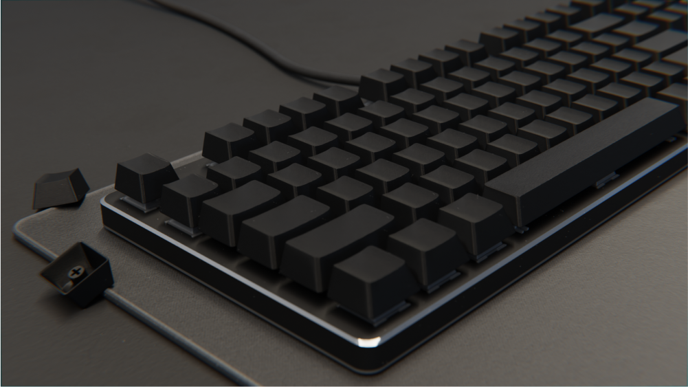 3D Model of a keyboard, medium-closeup