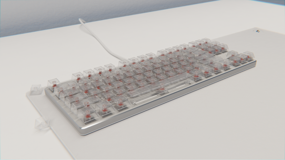 3D Model of a keyboard, medium-closeup