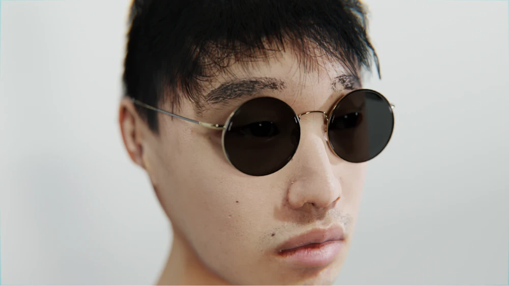 3D Model of my face, close-up wearing sunglasses