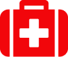 Red logo of a medical briefcase