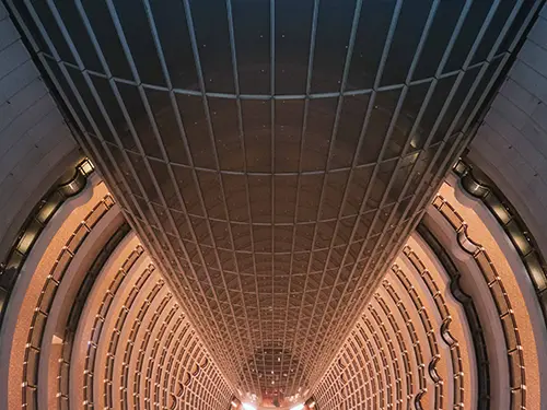Looking down the many floors of the Jinmao Tower