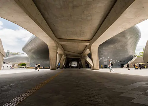 Under a bridge at Dongdaemun Design Plaza
